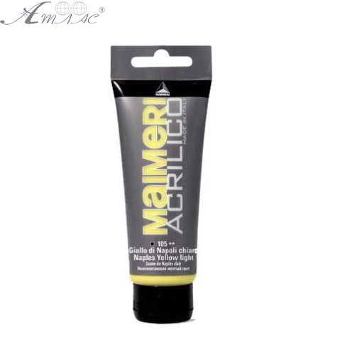 Краска акриловая Maimeri Acrilico 75 мл Желтая неаполитанская светлая 0916105 Краска акриловая Maimeri Acrilico 75 мл Желтая неаполитанская светлая 0916105