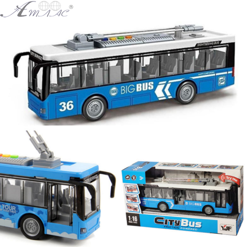 Іграшка Машинка City Bus Тролейбус зі світлом, двері відчиняються, 28 см  1119-7