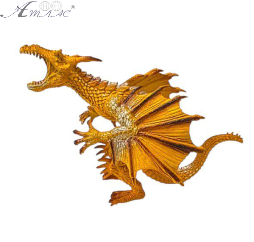 Іграшка Дракон фігурка Жовтий з крилами стоїть 16см гума  11149