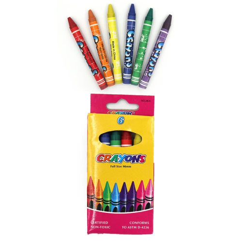 Мелки восковые Crayons  6 цветов 9 х 80 мм  8496-6E
