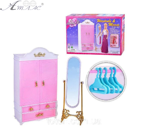 Лялькові меблі набір Gloria Шафа з дзеркалом  2313