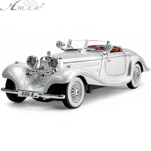 Машинка Автоексперт Mersedes-Benz 500K Special Roadster 1936 срібляста 21см двері світло звук  1725-14