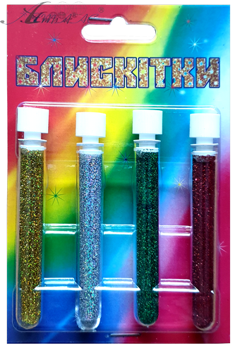 Блестки (Глиттер) Набор №  3 - 2 гр ( 4 шт ) - Золото Гол + Серебро Гол + Зеленый Гол + Красный Гол AS-2203, А-972