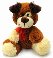Іграшка М'яка Собака коричнева, з бантом 31 см В121/0