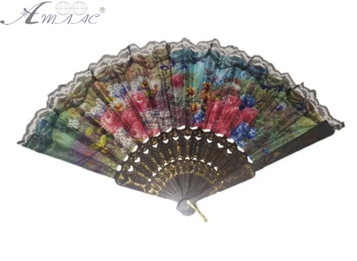 Іграшка Віяло Чорний ручний складний з тканини 23 см  06439