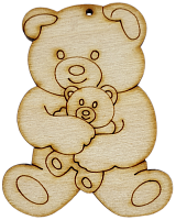 Фигурка фанерная - Мишка с медвежонком в лапах 6,9 см AS-4683, В-0251