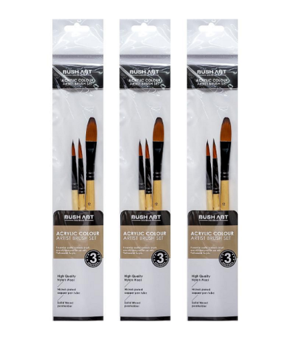 Набор кистей синтетических 3 шт № 6, 8, 12 AS330-1 Набор кистей синтетических 3 шт № 6, 8, 12 AS330-1