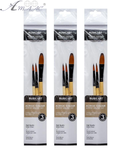 Набір синтетичних пензлів 3 шт № 6, 8, 12 AS330-1 Набір синтетичних пензлів 3 шт № 6, 8, 12 AS330-1