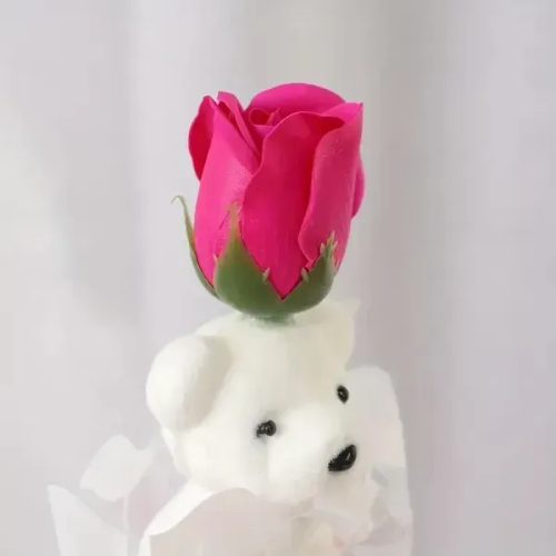 Декор Топпер Мишка с мыльной розой 38 см  09386 фото 2