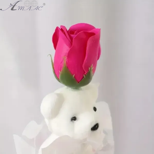 Декор Топпер Ведмедик з мильною трояндою 38 см  09386 фото 2