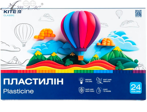 Пластилін Kite Classic 24 кольори 480 грам  К-089 1/10