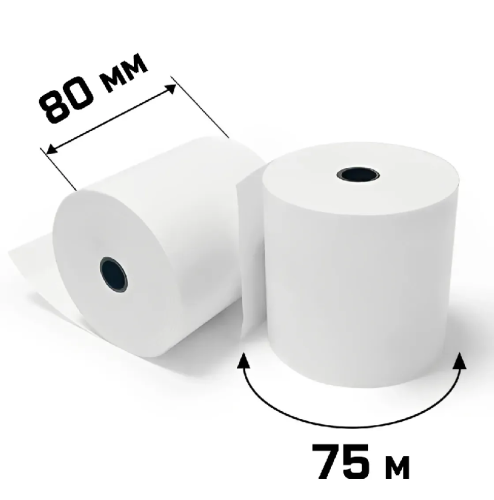 Бумага для кассовых аппаратов кассовая лента однослойная терморулон 80 мм 75 м  153652
