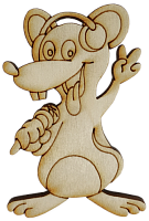 Фігурка фанерна - Мишеня №  8 в навушниках із мікрофоном 54 х 88 мм з магнітом AS-4832, В-0390