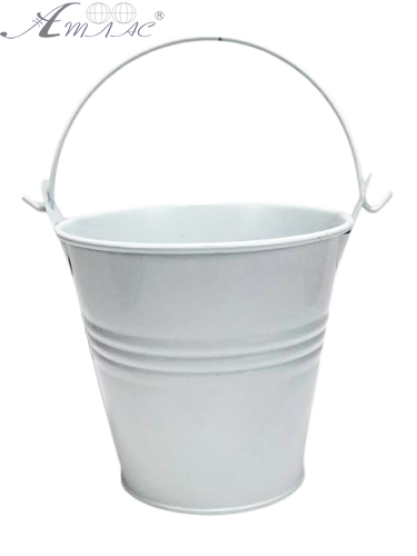 Відерко Декоративний метал 9,5 х 9,5см Диз № 3 три смуги Біле  07832