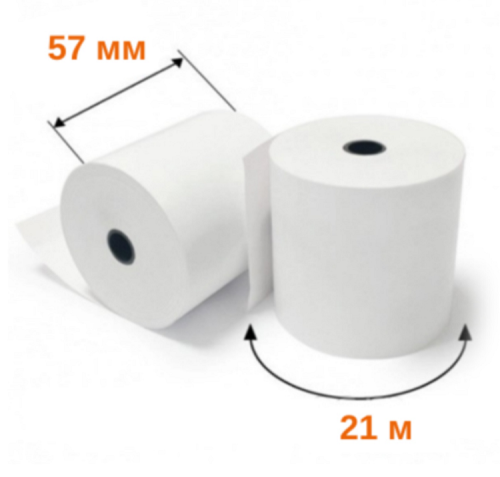 Бумага для кассовых аппаратов кассовая лента однослойная терморулон 57 мм 21 м  153657