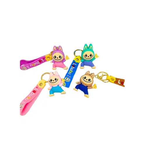 Брелок Лабубу в комбинезоне резиновый 6 см  1748 фото 2