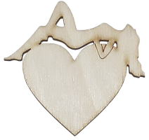Фигурка фанерная - Сердце с девушкой AS-4727, В-0151
