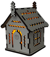 Домик с подсветкой № 4/3 свет - Желтая мерцающая свеча, сенсорный выключатель, МДФ AS-5505, Е-006