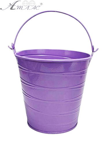 Ведерко Декоративное металл  9,5 х 9,5см Диз № 4 косые полосы Фиолетовое  09191