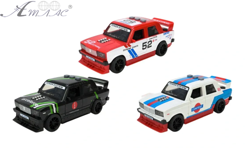 Машинка ВАЗ 2107 с дымом 16см инерционная в коробке  AP9917