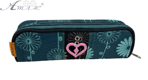 Пенал школьный LUCKY зеленый с цветами F1900-6 Пенал школьный LUCKY зеленый с цветами F1900-6