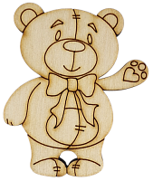 Фигурка фанерная - Мишка с бантом 6 см AS-4682