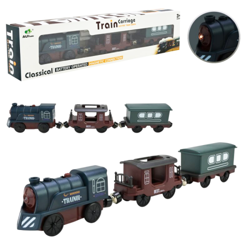 Игрушка Паровоз с двумя вагонами 32см в коробке  AU8882