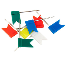 Кнопки прапорця 30 шт. кольорові, в прозорій коробці  14520