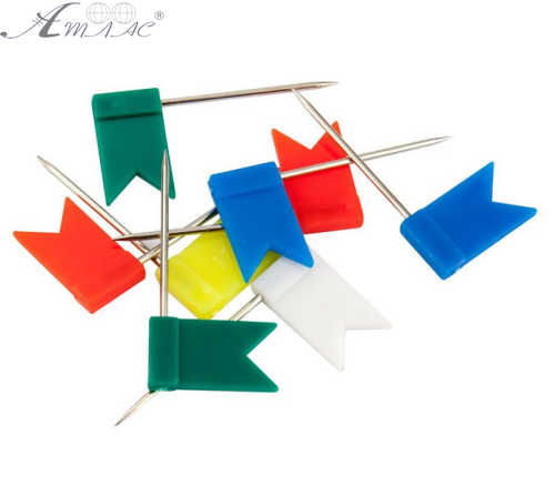 Кнопки прапорця 30 шт. кольорові, в прозорій коробці  14520