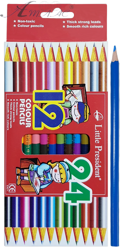 Олівці кольорові двосторонні Little President 24 кольору 12 шт 1224