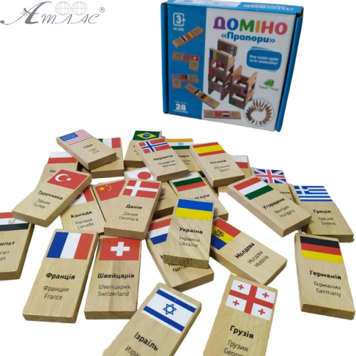 Іграшка Дерев'яна Доміно Прапори 28шт  MD2895
