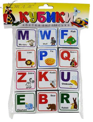 Кубики Англійська Абетка 12 шт пластик 4см  AS-0269