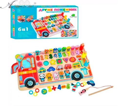 Іграшка Дерев'яна Друже Пожежник мульти дошка MD1960 фото 2 Іграшка Дерев'яна Друже Пожежник мульти дошка MD1960 фото 2