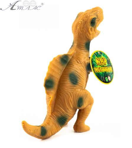 Игрушка силиконовая антистресс, динозавр коричневый с гривой на спине 16 см  06071 фото 2