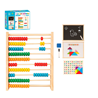 Іграшка дерев'яна Час до школи 2в1 Укр. мова рахунки + дошка магнітна  MD1601