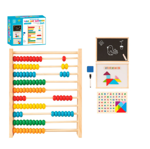 Игрушка Деревянная Час до школи 2в1 Укр. язык счеты + доска магнитная MD1601 Игрушка Деревянная Час до школи 2в1 Укр. язык счеты + доска магнитная MD1601