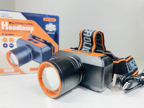 Фонарик аккумуляторный налобный пластиковый  11065