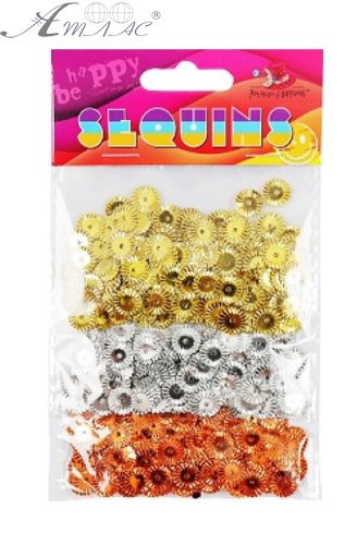 Пайетки Круглые 10 мм 3в1 цветные 15 грамм 160389