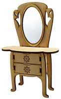 Меблі для ляльок типу Барбі - Дамський стіл з фанери з Реальним дзеркалом 15 х 6 х 23 см AS-4001