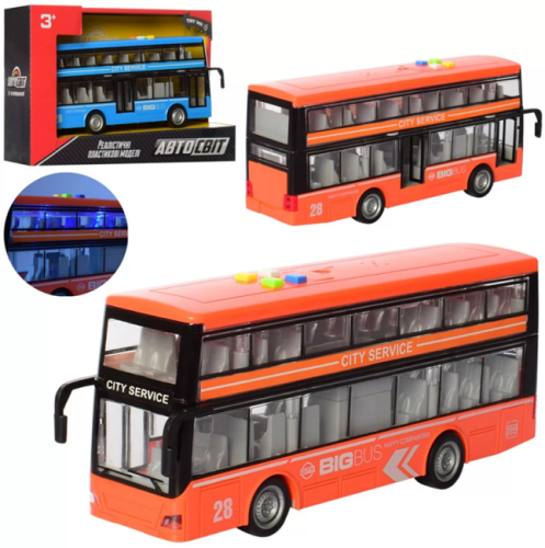 Игрушка Автобус АвтоСвіт двери открываются свет звук оранжевый 27 см  AS-2626