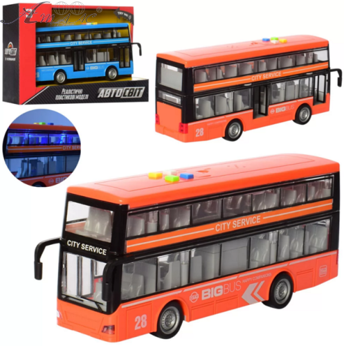 Іграшка Автобус АвтоСвіт двері відчиняються світло звук помаранчевий 27 см  AS-2626