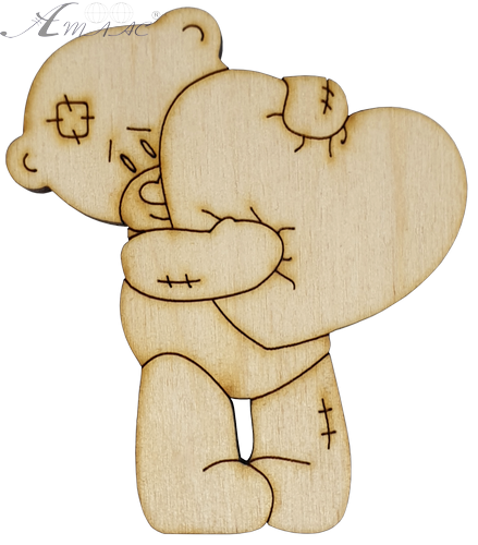 Фигурка фанерная - Мишка с сердцем 6,9 см AS-4685, В-0246