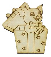 Фигурка фанерная - Свинка № 22 в коробке с крышкой 61 х 70 мм с магнитом AS-4823, В-0372