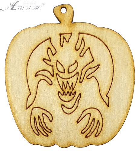 Фігурка фанерна - Гарбуз із монстром 5 x 5,5 см AS-4620, В-0217