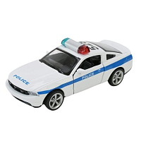Модель Автопром Ford Mustang GT Police Белая металлическая инерционная 11см  4372