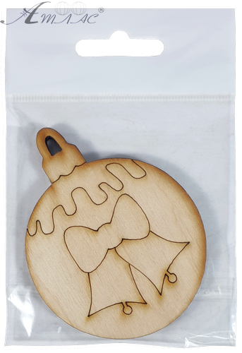 Фігурка фанерна - Ялинкова куля з дзвіночками 6 см AS-4768, В-0197 фото 2