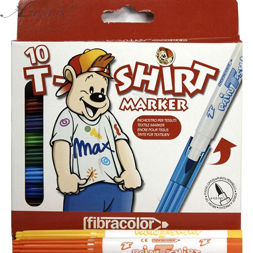 Фломастери Fibracolor 10 кольорів 4,5 мм круглі "T-Shirt Marker" 565TSM1