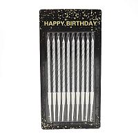 Свечи набор 10 шт. свечек Happy birthday Серебро в блистере  9326DSCN