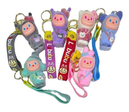 Брелок Лабубу бархатный с браслетом 7 см  06927