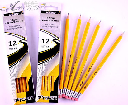 Олівець графітний Marсо 12 шт НВ шестигранний з гумкою пегашку 1021-12СВ